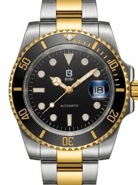 BIBI - B1017 Black Dial, Gold Case, Two-Tone Bracelet